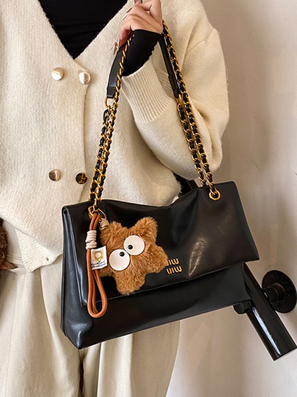 Korean-Style Retro Oil Wax Leather Shoulder Bag for Women - High-Quality Commuter Fashion for Autumn/Winter 2025