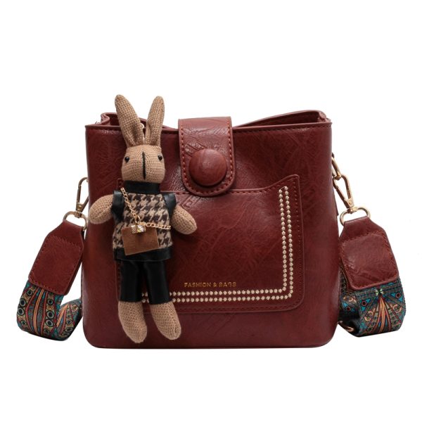 Korean Style Retro Wide Shoulder Strap Crossbody Bag for Women - Versatile Spring/Summer 2025 High-End Bucket Bag
