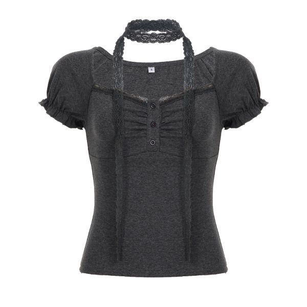 Korean Style Ruffled Short Sleeve Top and Bow Half-Length Skirt Set - Chic Seoul Diary Look