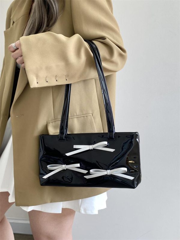 Korean Style Sweet Bow Design Women's Underarm Bag - Small Handheld Shoulder Bag for 2025 Fashion Trends