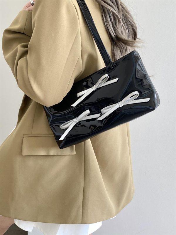 Korean Style Sweet Bow Design Women's Underarm Bag - Small Handheld Shoulder Bag for 2025 Fashion Trends
