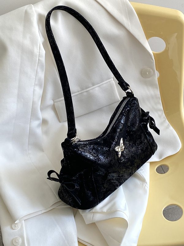 Korean Style Women's Bow Underarm Bag - Sweet Cool Crossbody Handbag for 2025 Fashion Trends