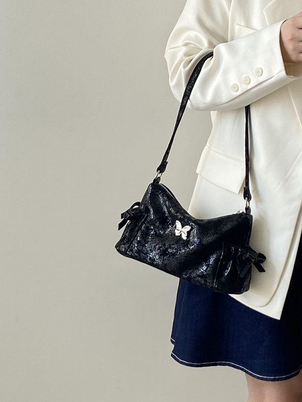 Korean Style Women's Bow Underarm Bag - Sweet Cool Crossbody Handbag for 2025 Fashion Trends