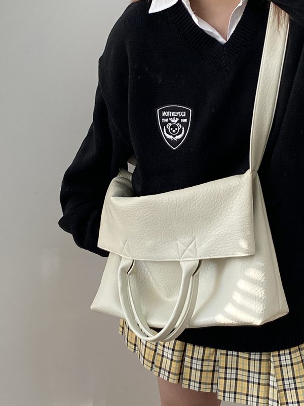 Korean Style Women's Large Capacity Tote Bag - Handheld Commuting Shoulder Crossbody Bag for Everyday Use