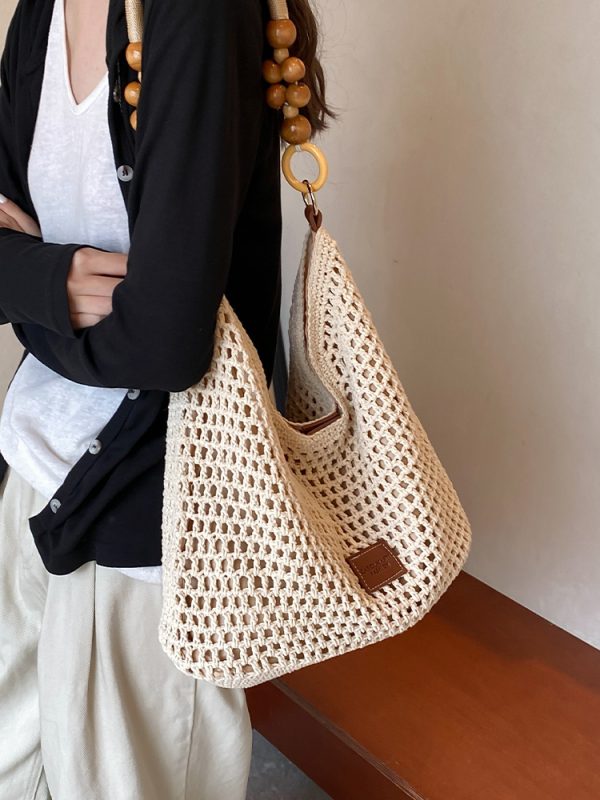 Korean-Style Woven Underarm Bag, Casual Straw Shoulder Bag for Summer 2025, Large Capacity Minimalist Seaside Vacation Accessory