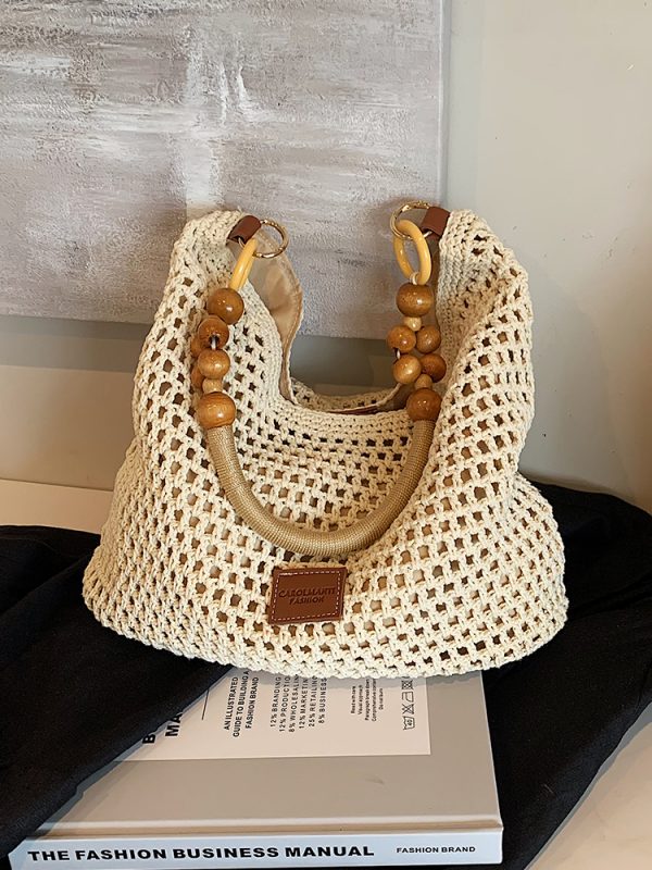 Korean-Style Woven Underarm Bag, Casual Straw Shoulder Bag for Summer 2025, Large Capacity Minimalist Seaside Vacation Accessory