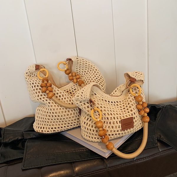 Korean-Style Woven Underarm Bag, Casual Straw Shoulder Bag for Summer 2025, Large Capacity Minimalist Seaside Vacation Accessory