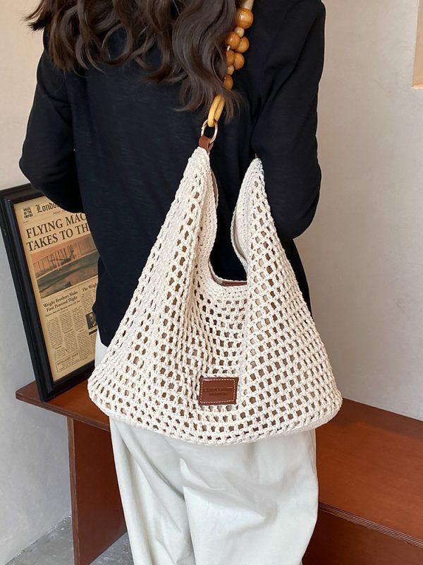 Korean-Style Woven Underarm Bag, Casual Straw Shoulder Bag for Summer 2025, Large Capacity Minimalist Seaside Vacation Accessory