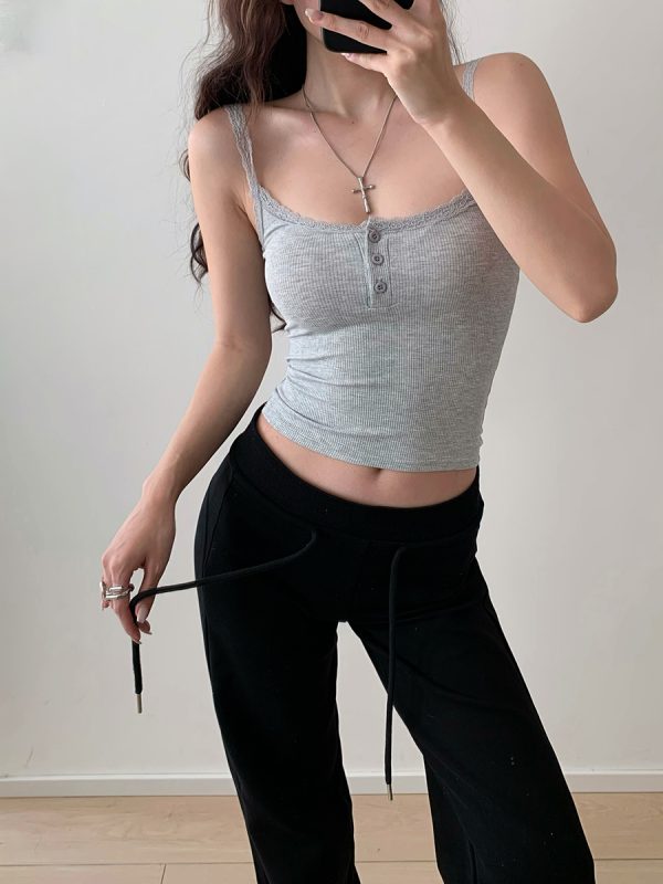Lace Camisole Top for Women - American Hot Girl Style, Summer Outerwear, Sexy Base Layer, Y2K Fashion
