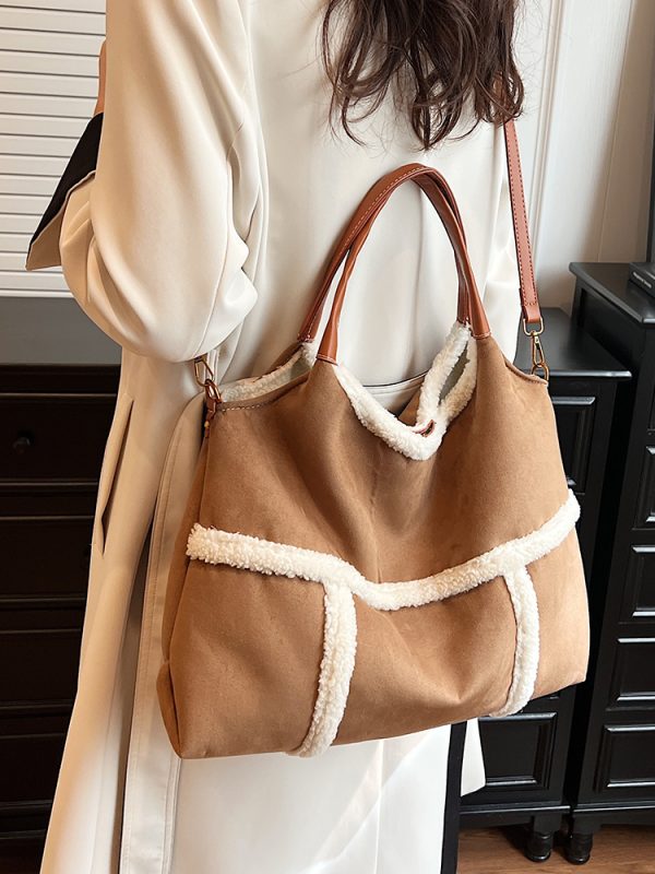 Lambswool Single-Shoulder Tote Bag for Women, High-End Versatile Fashionable Large Capacity Bag, Spring/Summer 2025 Style