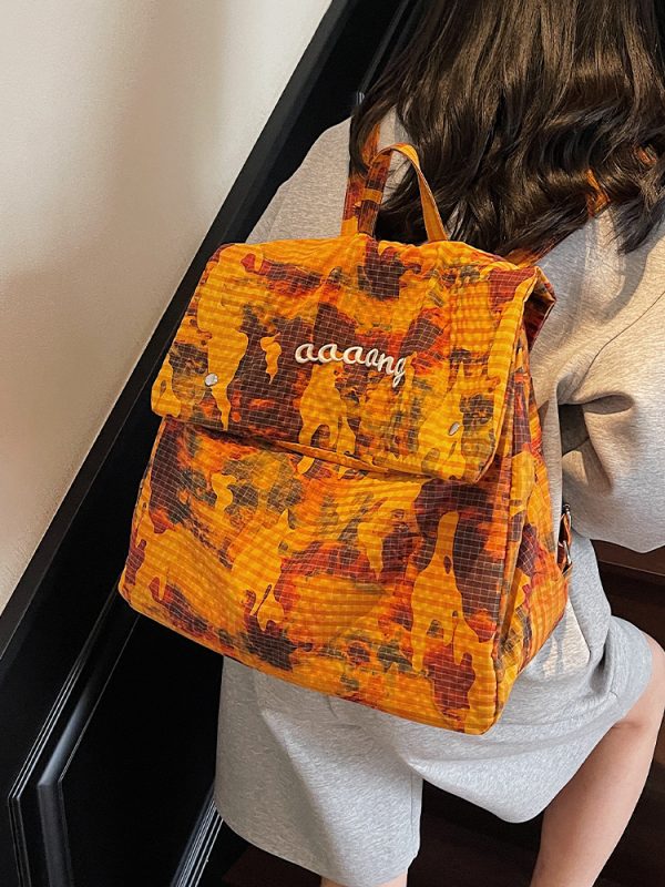 Large-Capacity Camouflage Nylon Backpack with Forest Design, Gradient Drawstring Bag, Trendy High-End Shoulder Bag 2025