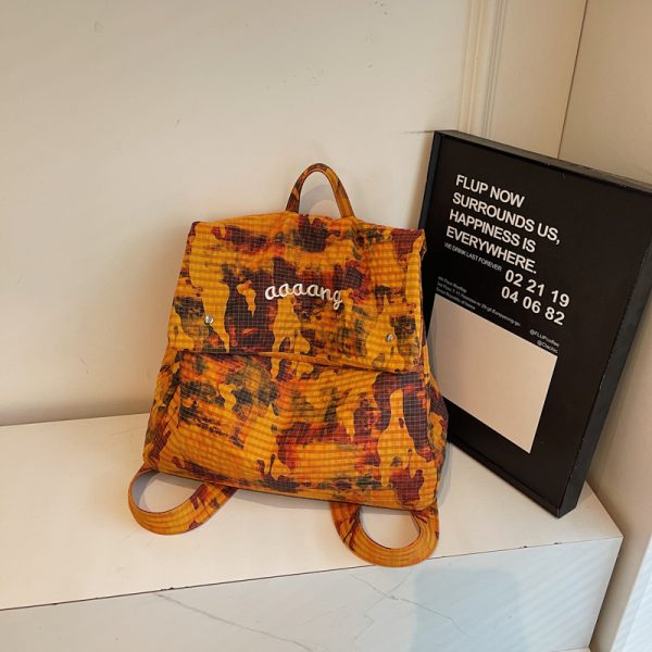 Large-Capacity Camouflage Nylon Backpack with Forest Design, Gradient Drawstring Bag, Trendy High-End Shoulder Bag 2025