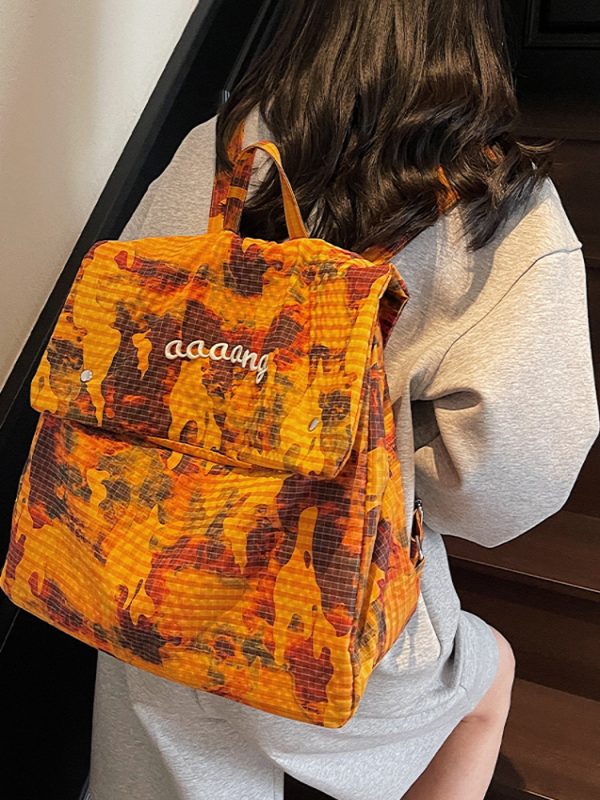Large-Capacity Camouflage Nylon Backpack with Forest Design, Gradient Drawstring Bag, Trendy High-End Shoulder Bag 2025