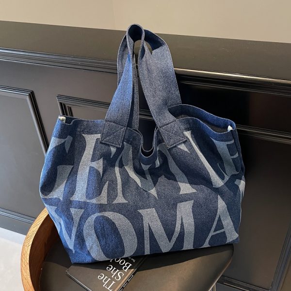 Large Capacity Canvas Cowboy Tote Bag for Women - Stylish Commuter Shoulder Bag for Short Trips and Shopping