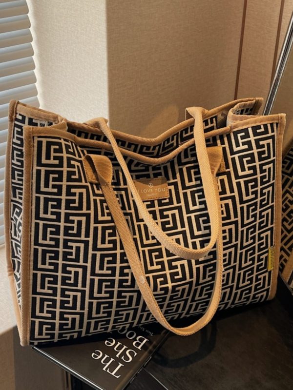 Large Capacity Canvas Tote Bag for Women - 2025 Fashionable Portable Shoulder Bag for Shopping and Travel