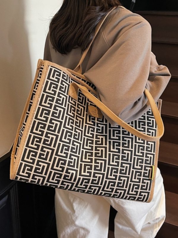 Large Capacity Canvas Tote Bag for Women - 2025 Fashionable Portable Shoulder Bag for Shopping and Travel