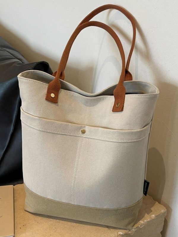 Large Capacity Canvas Tote Bag for Women - Fashionable Korean Style Shoulder Bag for Spring & Summer, Perfect for College Commuting