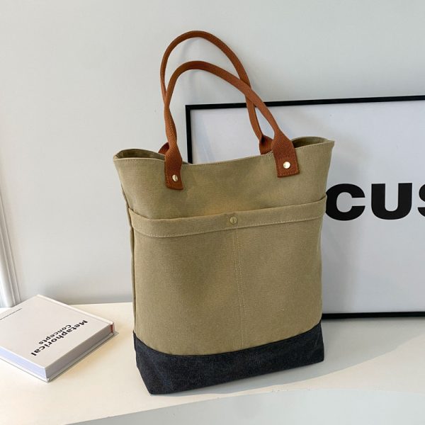 Large Capacity Canvas Tote Bag for Women - Fashionable Korean Style Shoulder Bag for Spring & Summer, Perfect for College Commuting