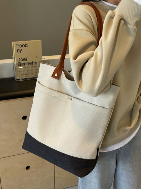 Large Capacity Canvas Tote Bag for Women - Fashionable Korean Style Shoulder Bag for Spring & Summer, Perfect for College Commuting