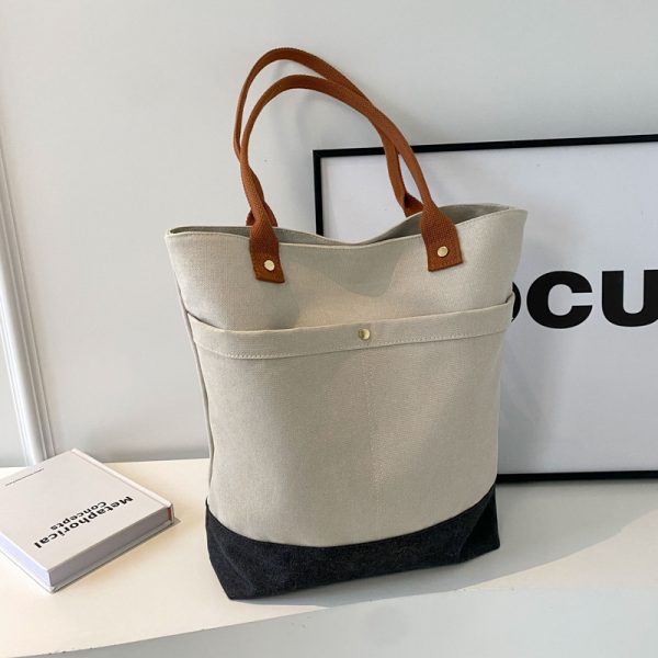 Large Capacity Canvas Tote Bag for Women - Fashionable Korean Style Shoulder Bag for Spring & Summer, Perfect for College Commuting