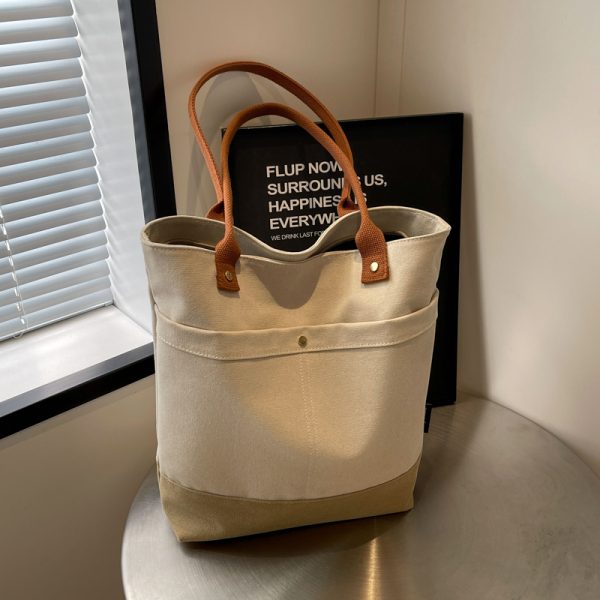 Large Capacity Canvas Tote Bag for Women - Fashionable Korean Style Shoulder Bag for Spring & Summer, Perfect for College Commuting