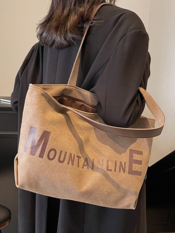Large Capacity Canvas Tote Bag for Women, Spring/Summer 2025 Commuter Handbag, College Student Shoulder Bag, Everyday Use