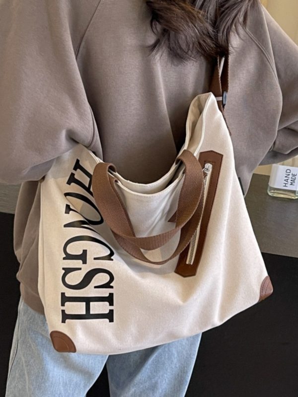 Large Capacity Commuter Tote Bag for Women, 2025 Canvas Shoulder Crossbody Handbag, Stylish College Student Essentials