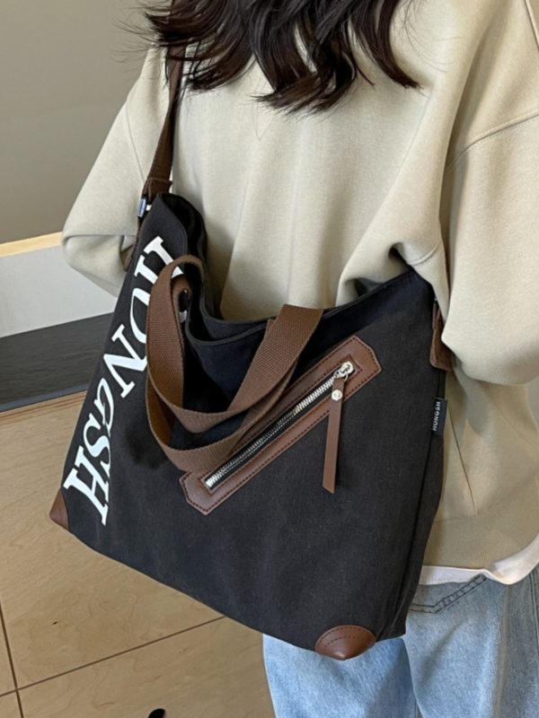 Large Capacity Commuter Tote Bag for Women, 2025 Canvas Shoulder Crossbody Handbag, Stylish College Student Essentials