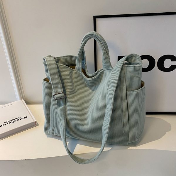Large Capacity Corduroy Tote Bag for Women - 2025 Spring/Summer Style | Versatile Shoulder & Crossbody Bag for Class and Commuting