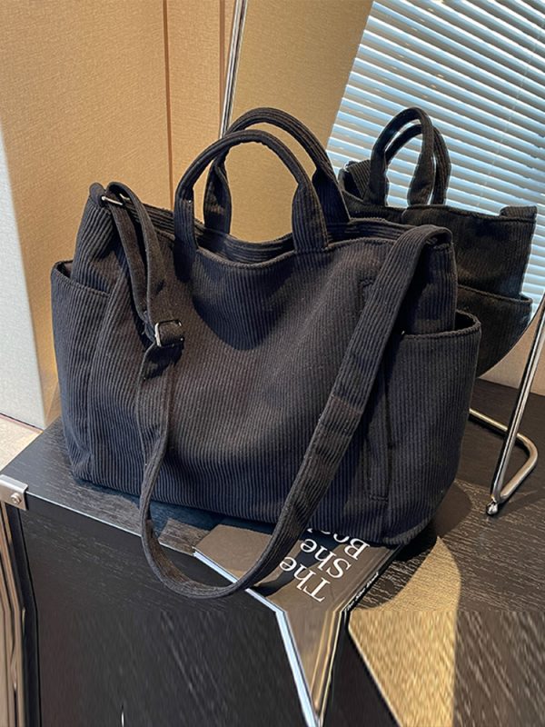 Large Capacity Corduroy Tote Bag for Women - 2025 Spring/Summer Style | Versatile Shoulder & Crossbody Bag for Class and Commuting