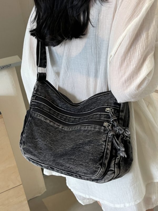 Large Capacity Denim Crossbody Bag for Women - Casual Summer Tote for Classroom and Commuting, Stylish Single Shoulder Design