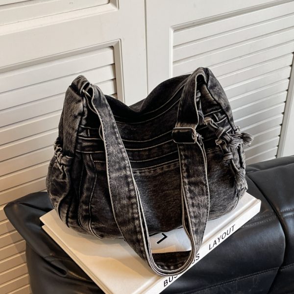 Large Capacity Denim Crossbody Bag for Women - Casual Summer Tote for Classroom and Commuting, Stylish Single Shoulder Design