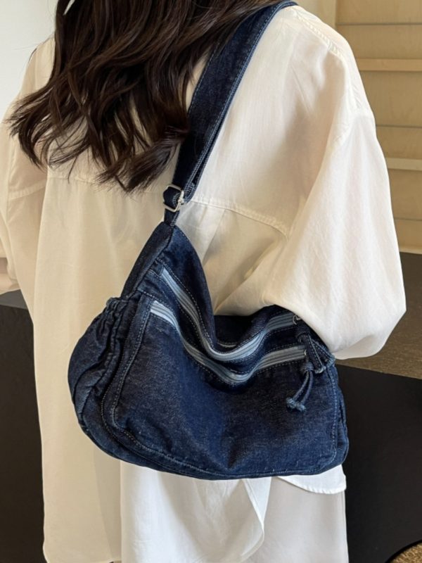 Large Capacity Denim Crossbody Bag for Women - Casual Summer Tote for Classroom and Commuting, Stylish Single Shoulder Design