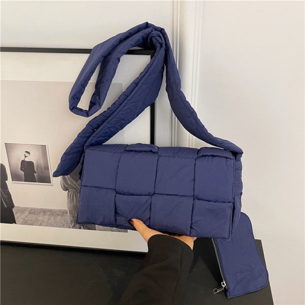 Large Capacity Down Cotton Tote Bag for Women - Spliced Design, Crossbody Style, Perfect for Spring & Summer 2025 Fashion