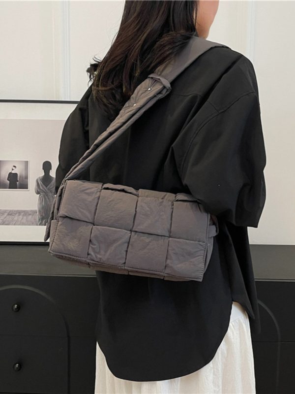 Large Capacity Down Cotton Tote Bag for Women - Spliced Design, Crossbody Style, Perfect for Spring & Summer 2025 Fashion