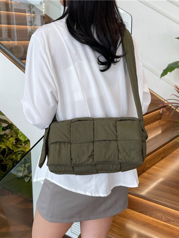 Large Capacity Down Cotton Tote Bag for Women - Spliced Design, Crossbody Style, Perfect for Spring & Summer 2025 Fashion