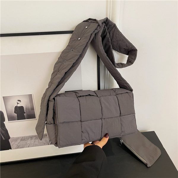 Large Capacity Down Cotton Tote Bag for Women - Spliced Design, Crossbody Style, Perfect for Spring & Summer 2025 Fashion