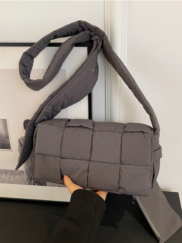 Large Capacity Down Cotton Tote Bag for Women - Spliced Design, Crossbody Style, Perfect for Spring & Summer 2025 Fashion