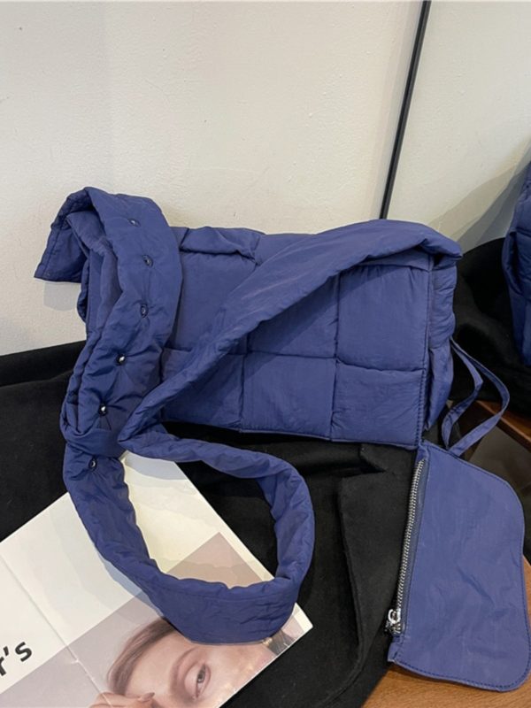 Large Capacity Down Cotton Tote Bag for Women - Spliced Design, Crossbody Style, Perfect for Spring & Summer 2025 Fashion