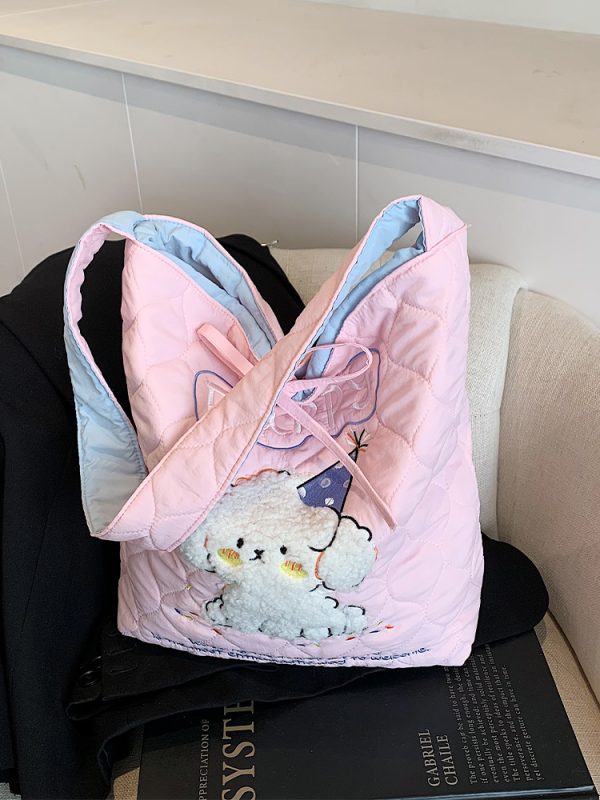 Large Capacity Embroidered Shoulder Bag for Women - 2024 Summer Fashion Tote for Classes and Commuting