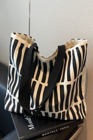 Large Capacity Graffiti Canvas Tote Bag for Women - Japanese Style Shopping Bag for Students and Commuting
