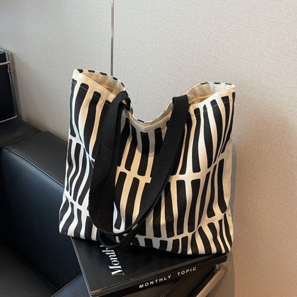 Large Capacity Graffiti Canvas Tote Bag for Women - Japanese Style Shopping Bag for Students and Commuting