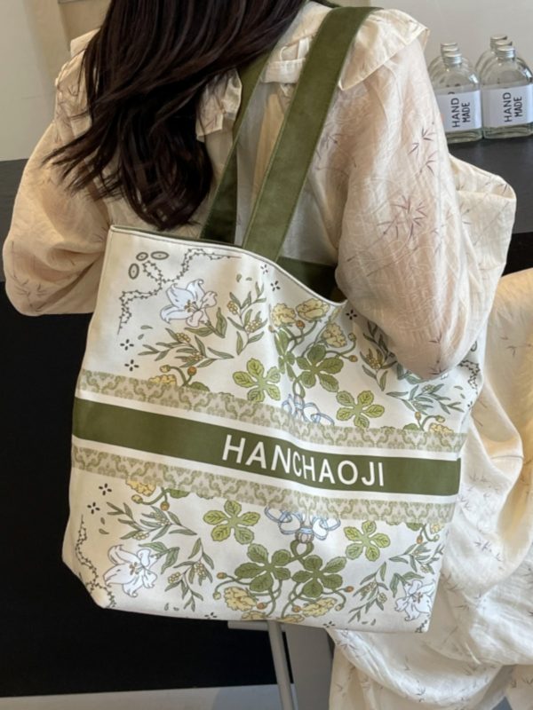 Large Capacity Jacquard Canvas Tote Bag for Women - Versatile Summer Shoulder Handbag for Commuting & Everyday Style 2025