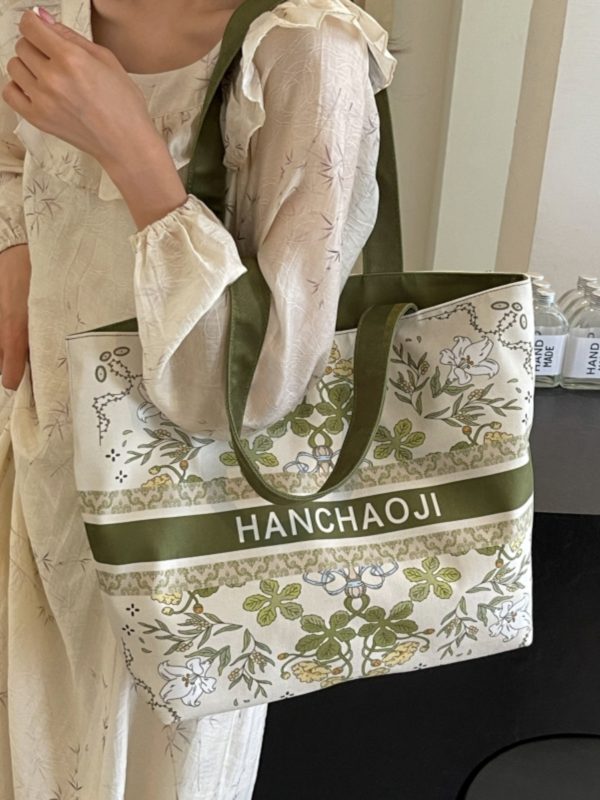 Large Capacity Jacquard Canvas Tote Bag for Women - Versatile Summer Shoulder Handbag for Commuting & Everyday Style 2025