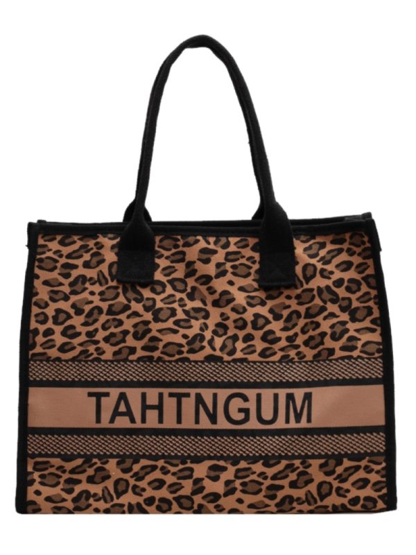 Large Capacity Leopard Print Canvas Tote Bag for Women - Stylish Shopping Bag for Spring/Summer Outings and Commuting