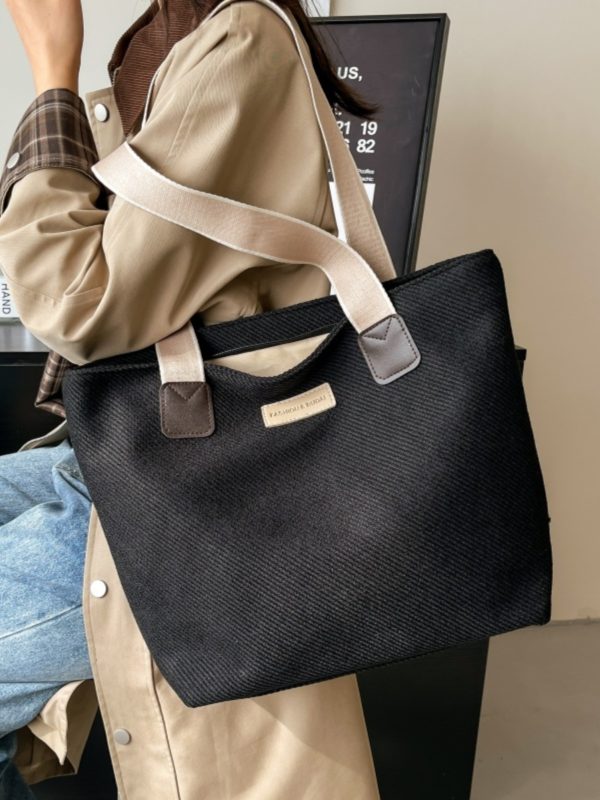 Large Capacity Minimalist Canvas Tote Bag for Women - Versatile Casual Commuter Shoulder Bag 2025