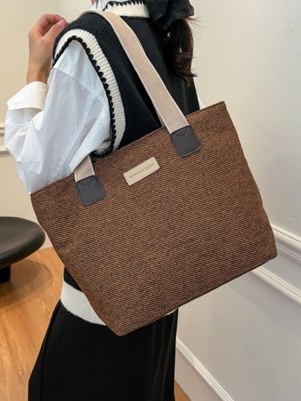 Large Capacity Minimalist Canvas Tote Bag for Women - Versatile Casual Commuter Shoulder Bag 2025