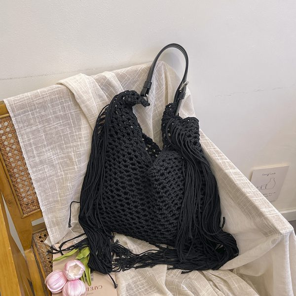 Large Capacity Minimalist Hollow Straw Tote Bag for Women - 2025 Spring Beach Vacation Essential
