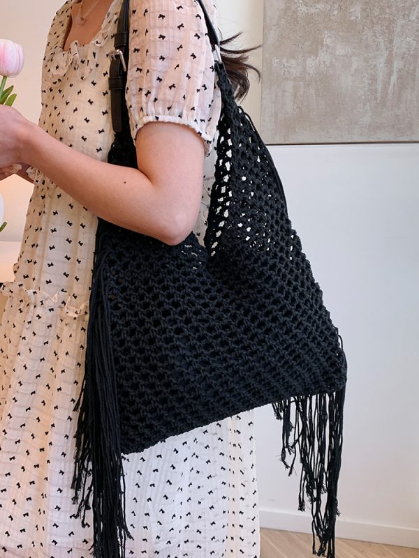 Large Capacity Minimalist Hollow Straw Tote Bag for Women - 2025 Spring Beach Vacation Essential