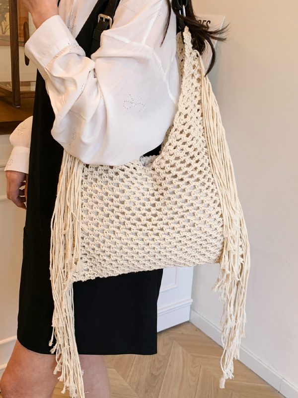 Large Capacity Minimalist Hollow Straw Tote Bag for Women - 2025 Spring Beach Vacation Essential